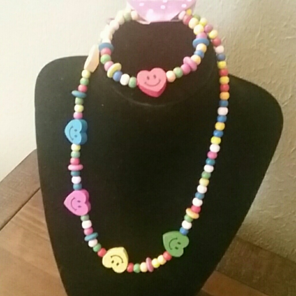 Little Girls heart with smiles Necklace set